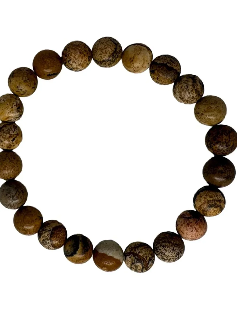 8mm Natural Yellow Picture Jasper Bead Bracelet Genuine Gemstone Custom Size